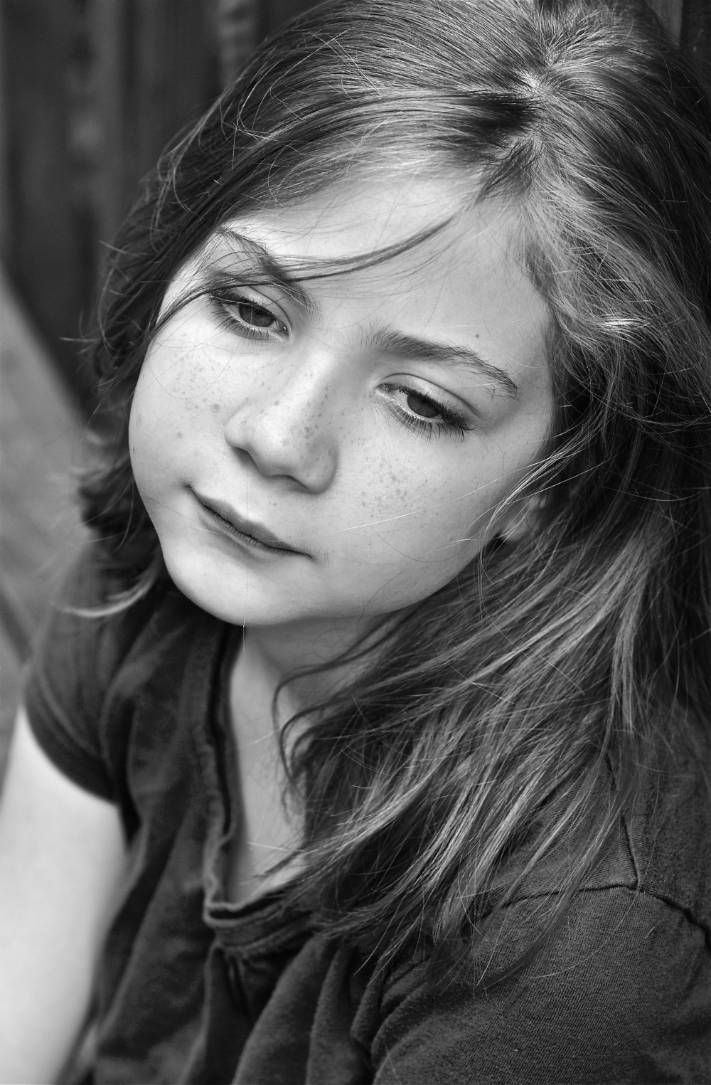My girl sitting on the deck
