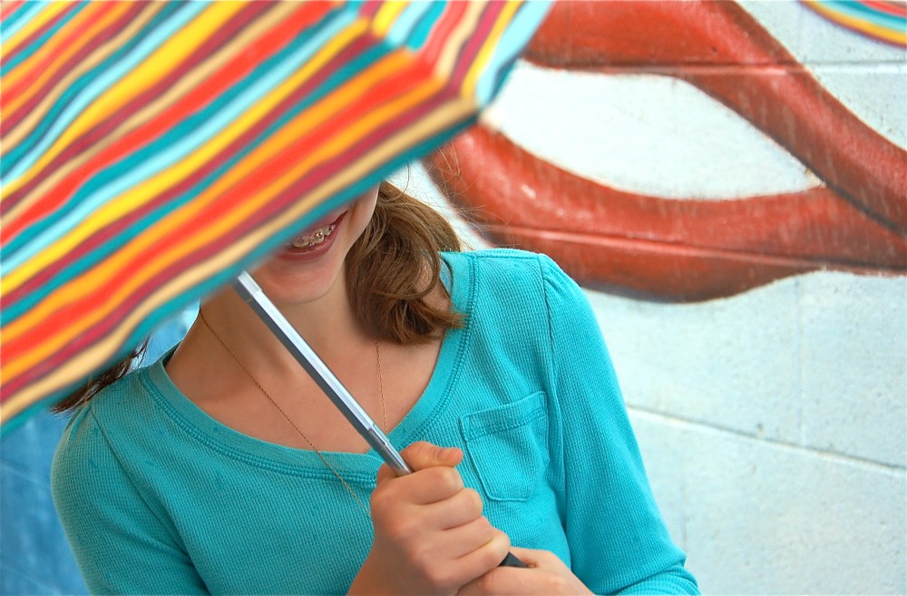 Laughing on a rainy day