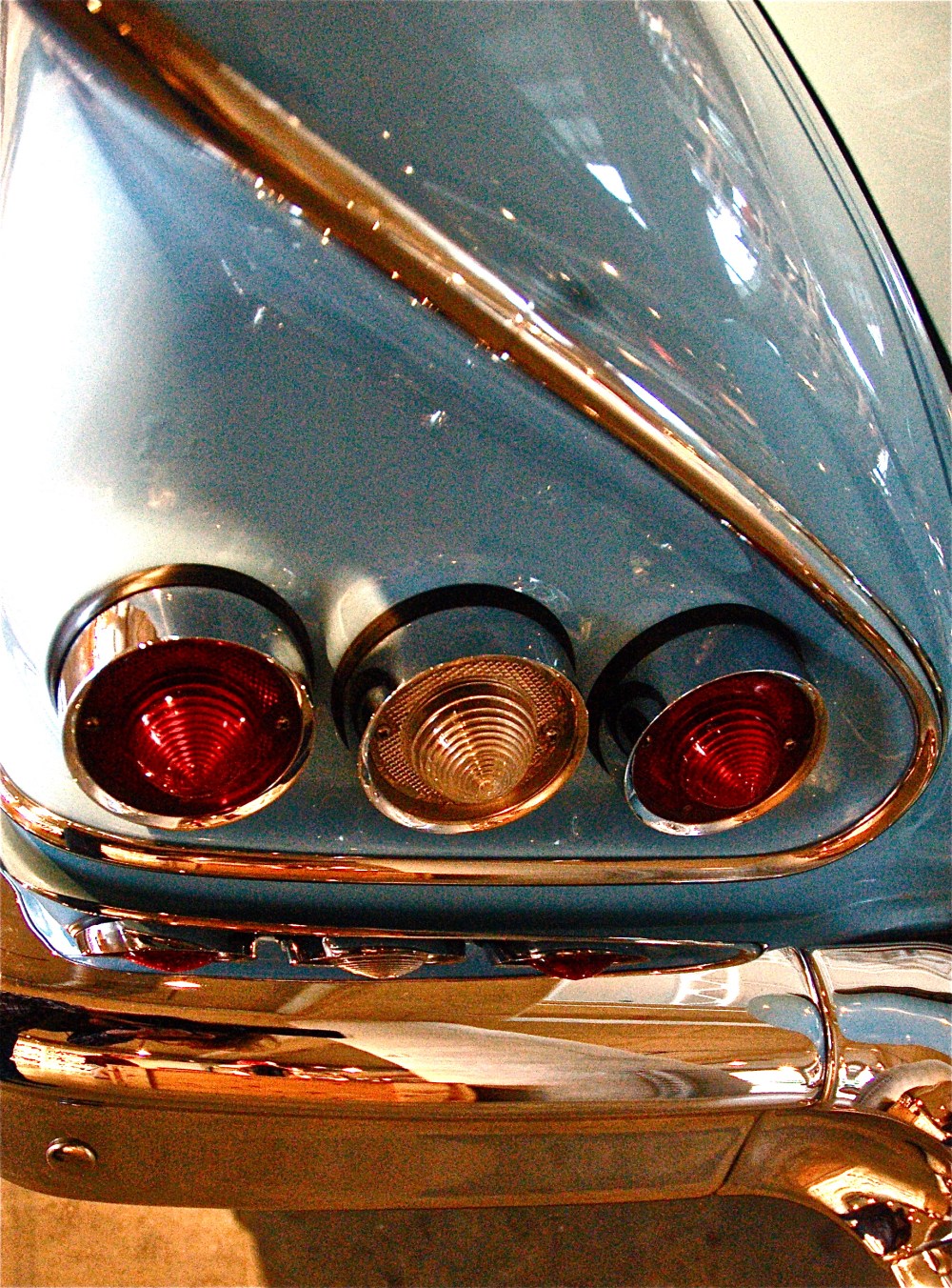 Old blue Caddie, under florescent light, no flash, not sharp, but cool