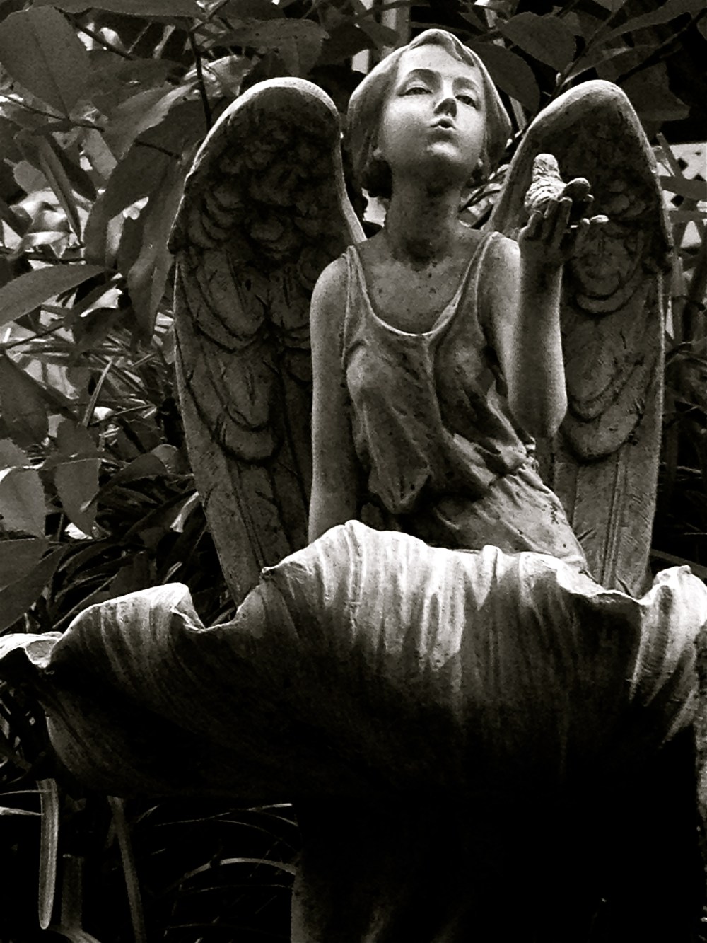 She is really cool, she loves that bird.  I love that her dress is where the bird seed 