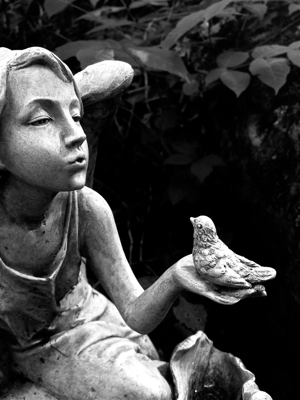 This angel is whistling bird song.