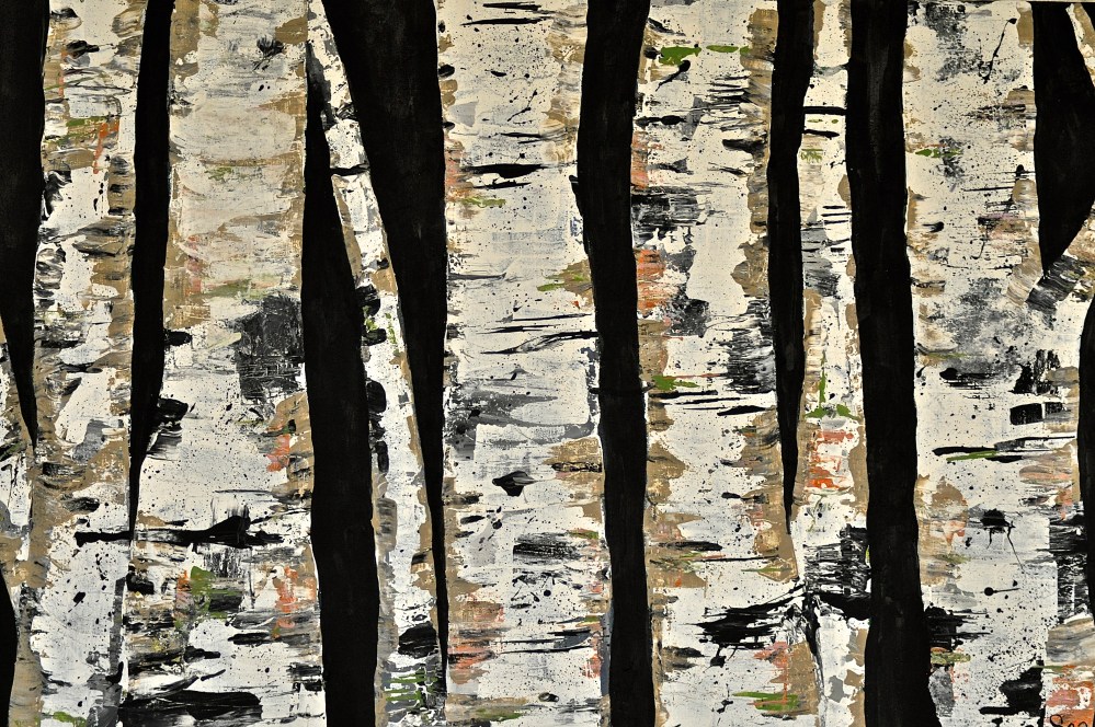 birch trees that sit above my fireplace- acrylic