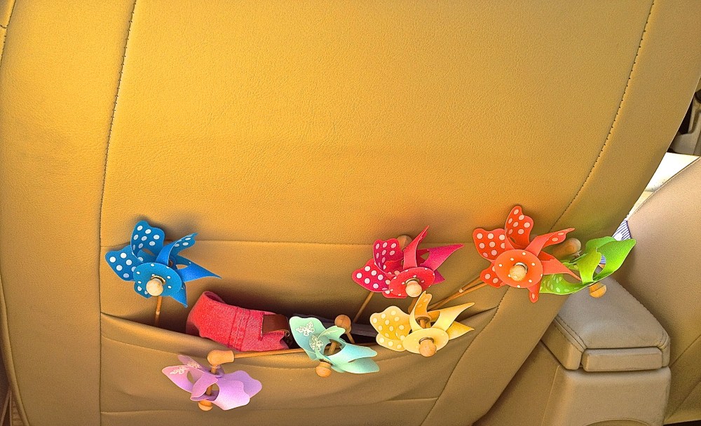 The backseat of Mom's VW bug convertible, Just incase she wants to turn her car into helicopter...