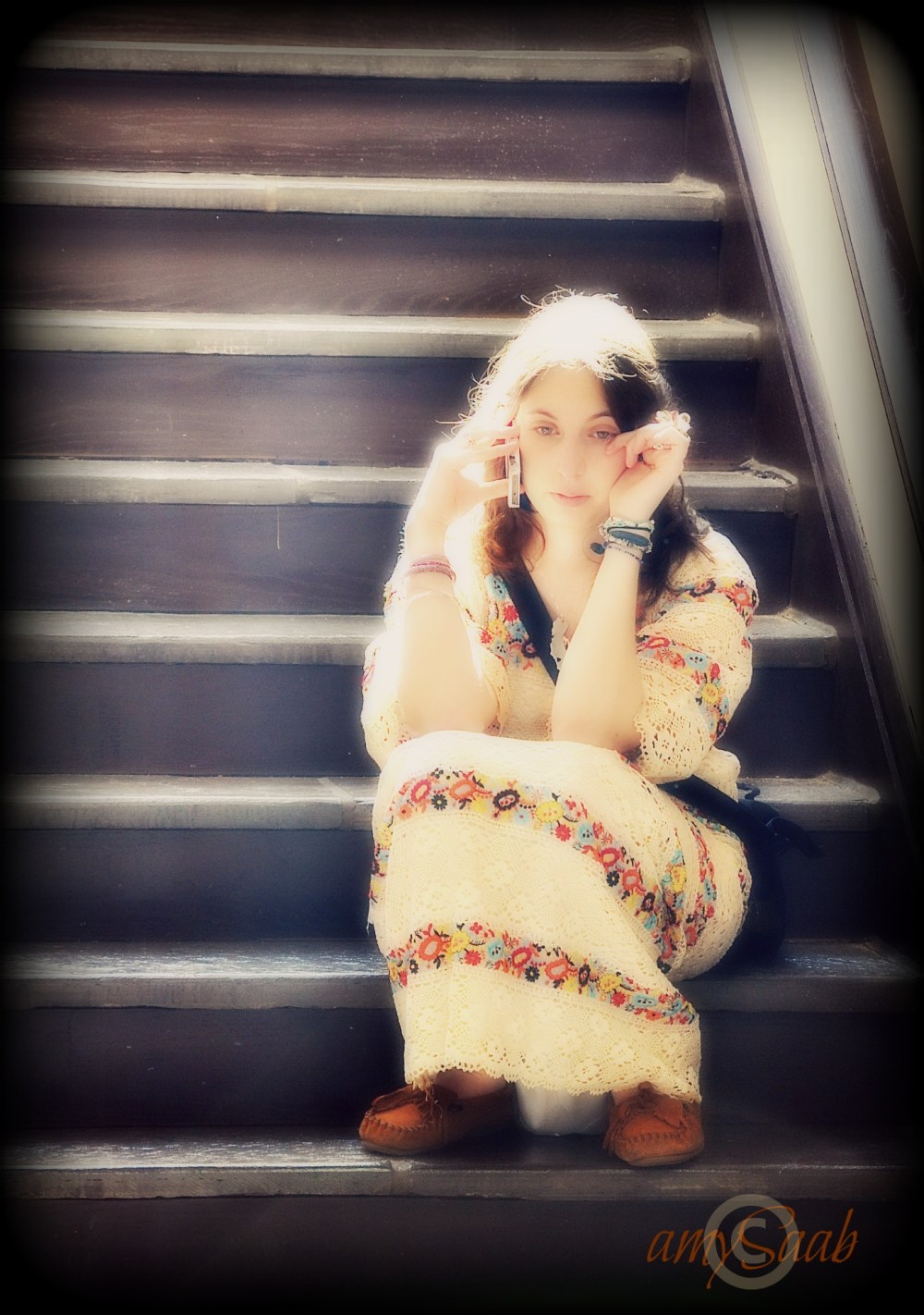 She is Mariam for Purim & is bathed in sunlight,