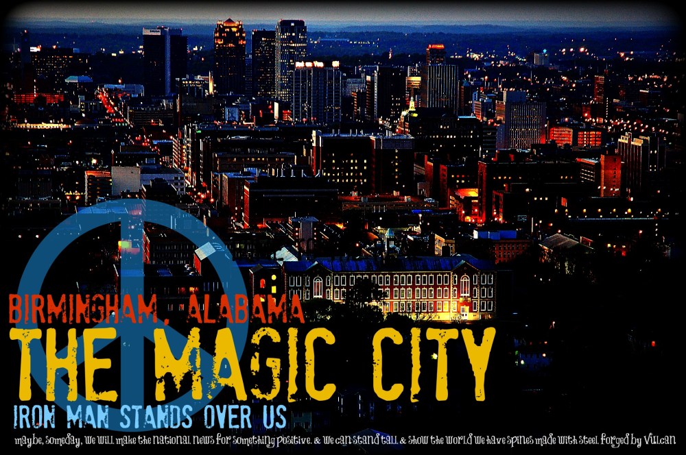 Iron man stands on a mountain of iron