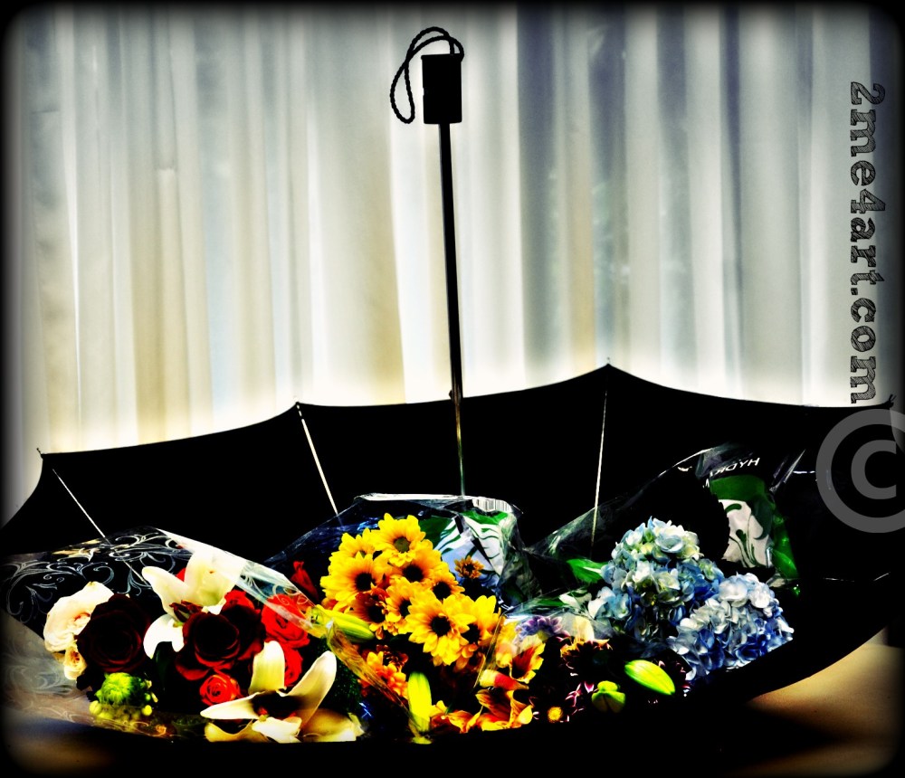 Umbrella filled with gifts