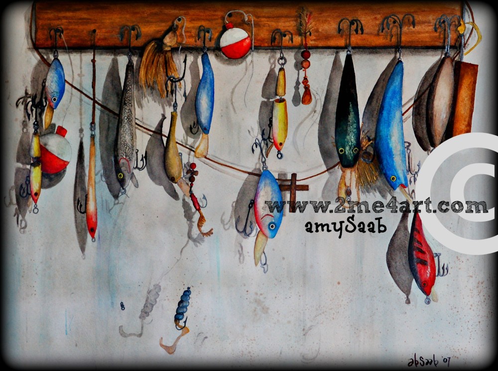 fishing lures & a cross