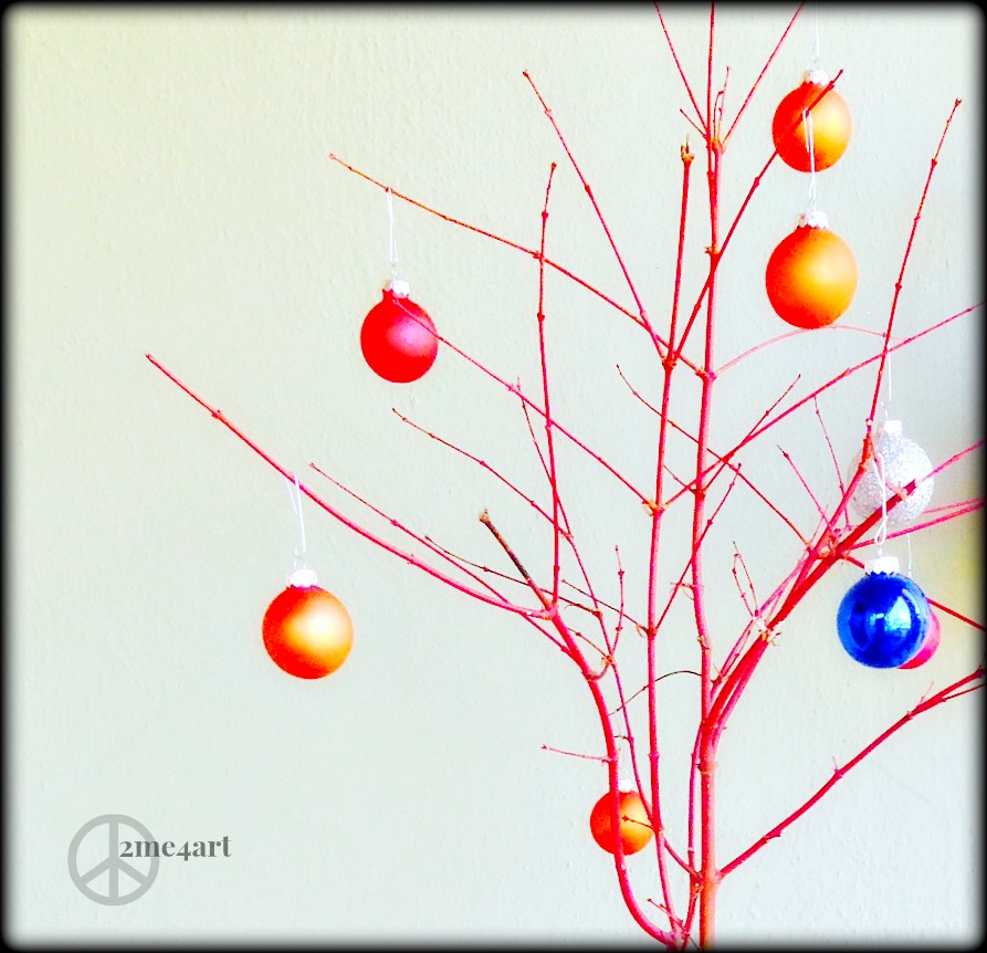 a red branched Christmas tree