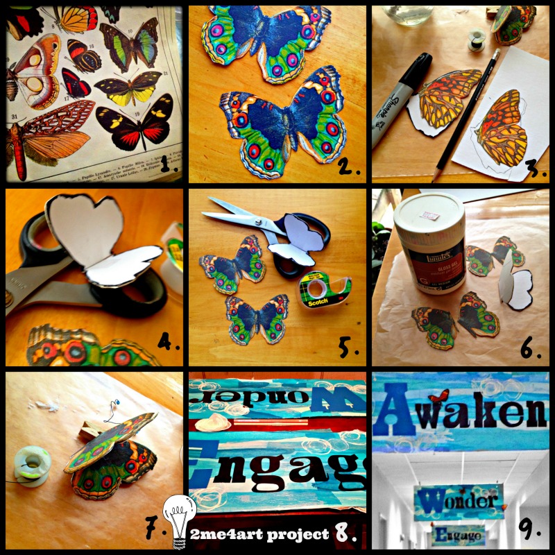 i was commissioned to create signs with words for the hallway of a preschool. i copied the letters by hand & used card stock to draw them, cut them out & use them to make stencils.  I drew the letter's backwards so that the pencil lines would not show…i found the butterfly poster at Alabama Art Supply, I bought two posters & used matt board to make them solid.  all photos were taken with my phone.  it was really a challenge & a lot of fun.  ~amy