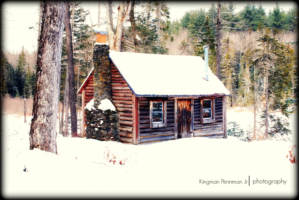 Kip found this cabin, that sits in front of a pond, while cross country skiing. 