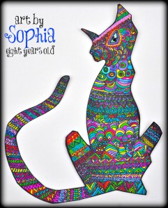 My Friday afternoon art class blew me away today. We began this project in my studio, but it was clear, it would take the girls more time. The cats went home for a week & when i saw them today, i couldn't believe the extraordinary design & detail. I am so very impressed with these girls.